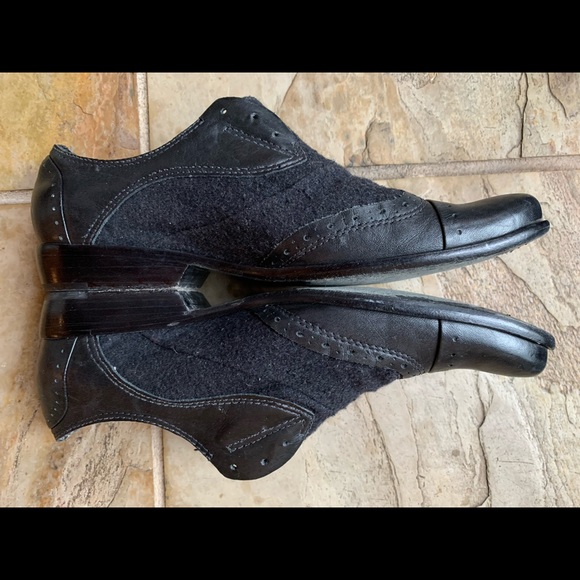 Laceless Oxford Slip-on Loafer Two-tone Leather Fabric Black/Charcoal US8 Eur39 - Picture 4 of 11